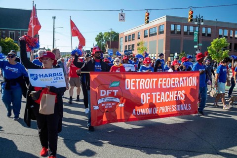 Detroit, Michigan USA, 2 September 2024, Members of the Detroit Federation of Teachers joined union