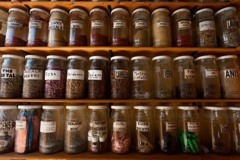 Spice, and herb shelf, shelf, spice, food, kitchen, spice dealer, dealer, trade, market, product,