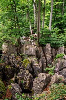 The Felsenmeer in Hemer, Sauerland, geotope, with rugged rock formations, nature reserve, North