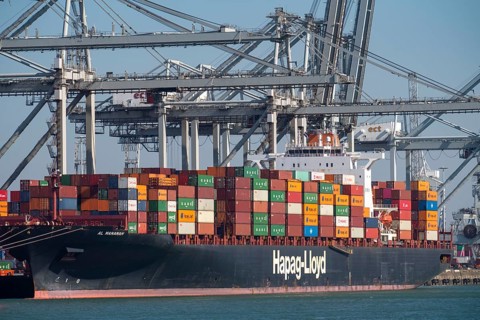 The seaport of Rotterdam, Maasvlakte, Hutchinson ECT-Delta-Terminal, Container Terminal, in the