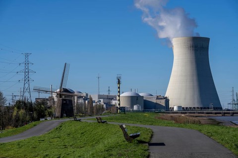 The Doel nuclear power plant on the Scheldt, one of two nuclear power plants in Belgium, consists