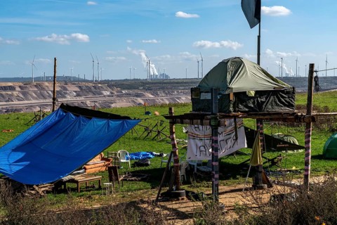 The village of Lützerath at the Garzweiler II open-cast lignite mine, the last buildings of the
