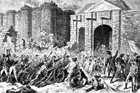 Storming of the Bastille in Paris, storming of the royal fortress, defence wall, Tor tor, King