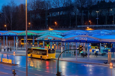 Ruhrbahn trams, at Essen-Steele S-Bahn station, interface between rail transport and tram and bus