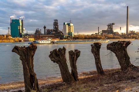 Duisburg-Hüttenheim steelworks, Hüttenwerke Krupp-Mannesmann, HKM, blast furnaces, Rhine, cargo
