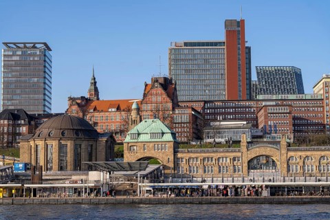 St. Pauli Landungsbrücken, on the Elbe, Hamburg, Germany, Europe