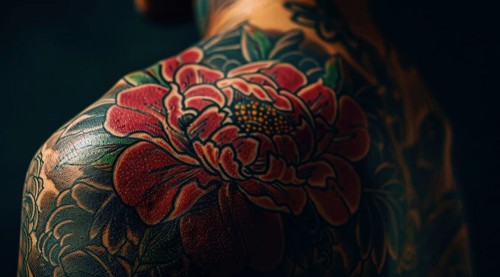 A person covered with a tattoo all over his body, AI generated
