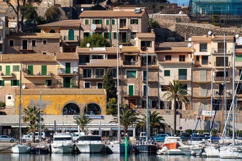 Coastal town of Port de Sóller in the north-west of the island, near Alconàsser, Serra de
