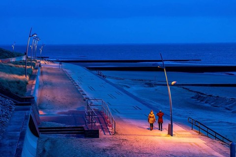 Beach promenade, west beach, beach walk, beach, island, East Frisia, winter, season, autumn, Lower