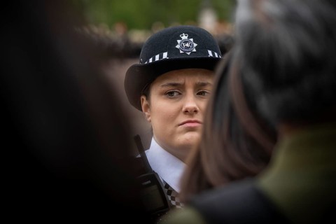 Policewoman, Trooping the colour, Military parade in June in honour of the British monarch's