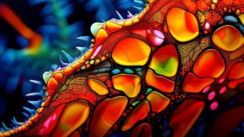 Nano material inspired by gecko feet with intricate patterns and vibrant colors representing