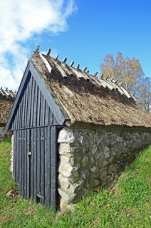 Old thatched fishing hut in Knäbäckshusen, a small fishing village near Rörum, Simrishamn