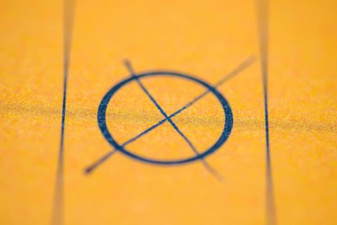 Ballot paper, ballot paper, ballot cross, circle, cross, ticked