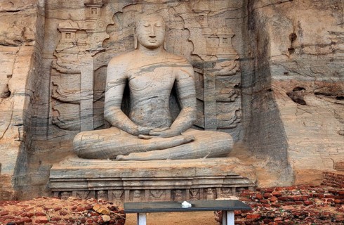 Seated Buddha figure, Gal Viharaya, UNESCO World Heritage Site, the ancient city of Polonnaruwa,