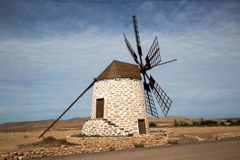 Traditional windmill at Tefia, Fuerteventura, Canary Islands, Spain, Europe