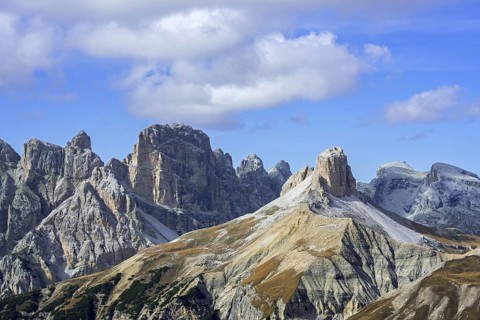 The mountain peaks Croda dei Rondoi and Torre dei Scarperi, Schwabenalpenkopf in the Sexten
