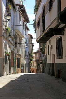 Traditional houses architecture narrow street, Garganta la Olla, La Vera, Extremadura, Spain,