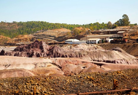 Lunar like despoiled landscape from opencast mineral extraction in the Minas de Riotinto mining