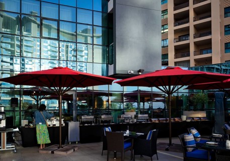 Terrace, Breakfast Buffet, Hotel NH Collection The Palm Jumeirah, Dubai, United Arab Emirates, VAR,
