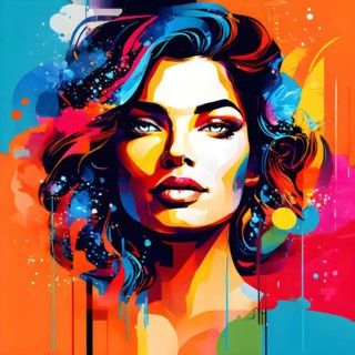 AI generated abstract portrait in vector art foundation watercolor textures with overlapping
