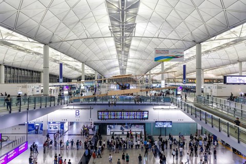 Terminal of Chek Lap Kok Airport (HKG) in Hong Kong, China, Asia