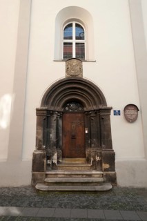 Late Romanesque entrance portal of the Gallus Chapel, Regensburg, Upper Palatinate, Bavaria,