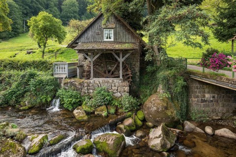 Historic mill, Mühlenweg, Ottenhöfen, Ortenau, Black Forest, Baden-Württemberg, Germany, Europe