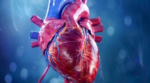 Concept of technology and innovation in health and heart research. Heart health monitoring, AI