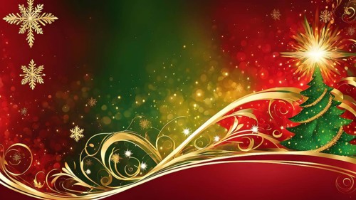 Abstract wallpaper illustration of Christmas symbols for gift cards, swirling shapes and lines, in