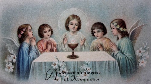Picture of a saint, commemoration of the first holy communion, Austria, 1900, historical, digital