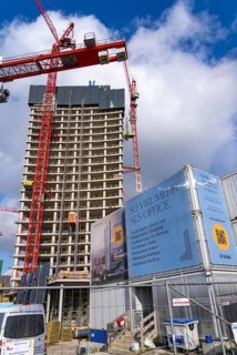 Shell of the Elbtower construction project, the architectural completion of Hafencity Hamburg, in