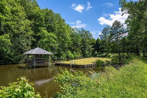 Monastery garden, park with water lily pond, Heiligkreuztal Monastery, Biberach district, Upper