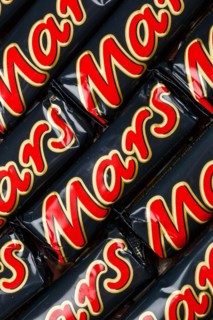 Mars chocolate bar as background