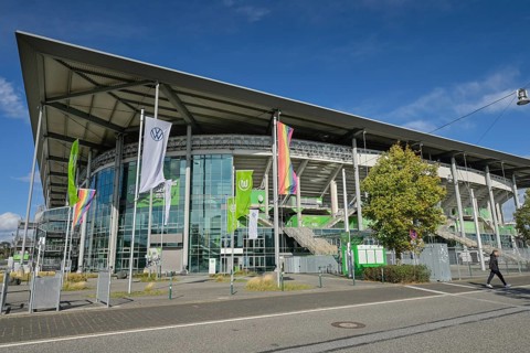 VfL Wolfsburg's Volkswagen Arena football stadium, Wolfsburg, Lower Saxony, Germany, Europe