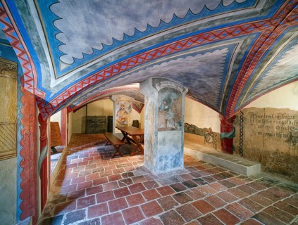 Wine cellar, museum, interior view, Kriebstein Castle, hilltop castle or Spornburg from the late