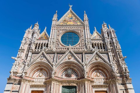 Cathedral, old town, architecture, landmark, travel, tourism, blue sky, Siena, Tuscany, Italy,