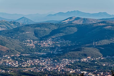 View of the densely populated Neajpolitan region and the mountains and hills of the province of