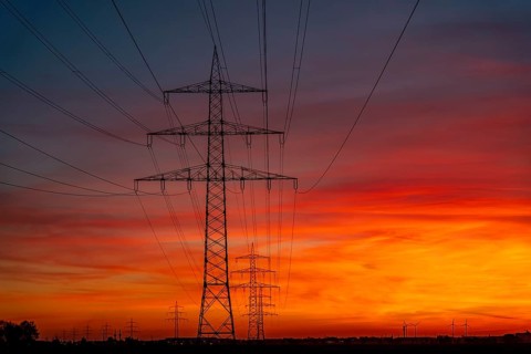 Extra-high-voltage lines, 380 KV, power line, the electricity comes from the Rhenish lignite mining