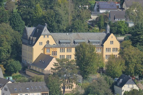 View from Nassau Castle to Freiherr-vom-Stein-Schule, view from above, aerial view, Nassau,