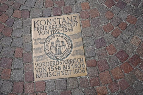 Memorial stone to city history, city chronicle, chronicle, free imperial city, seal, ante-Austrian,