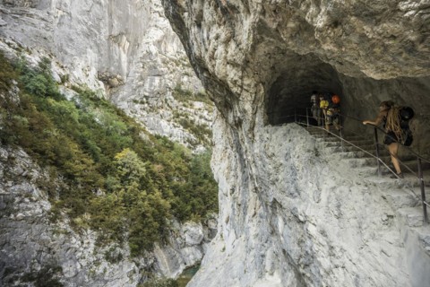 Hiking trail, Verdon Gorge, Gorges du Verdon, Verdon Regional nature park Park, Provence,