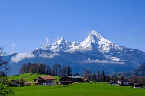 Watzmann from Bischofswiesen, Berchtesgadener Land, Upper Bavaria, Bavaria, Germany, Europe