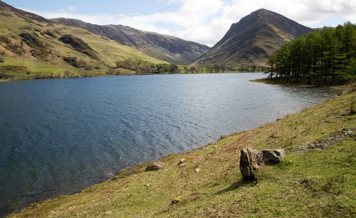 Landscape view of Lake Buttermere, Cumbria, England, UK