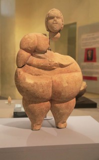 Stone woman figurine sculpture from Tarxien temples, National Museum of Archaeology, Valletta,