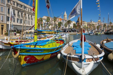 Harbour with historic fishing boats, Sanary-sur-Mer, Provence-Alpes-Côte d'Azur, France, Europe