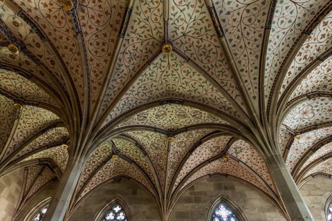 Interior view, summer refectory, Cistercian monastery Bebenhausen, Tübingen, Baden-Württemberg,