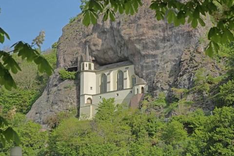 Rock church built in 1484 and landmark, rock, cliff, mountain, stone wall, Idar-Oberstein,