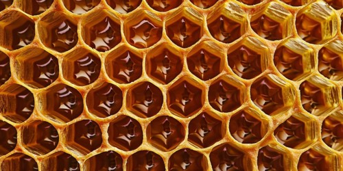 Close up of yellow honeycombs. Generative Ai, AI generated