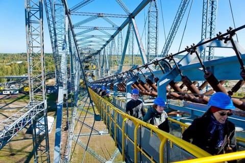 The F60 overburden conveyor bridge visitor mine is located on Bergheider See near the village of