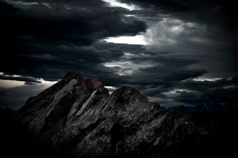 Montafon mountains with dramatic cloudy sky, Tschagguns, Rätikon, Montafon, Vorarlberg, Austria,